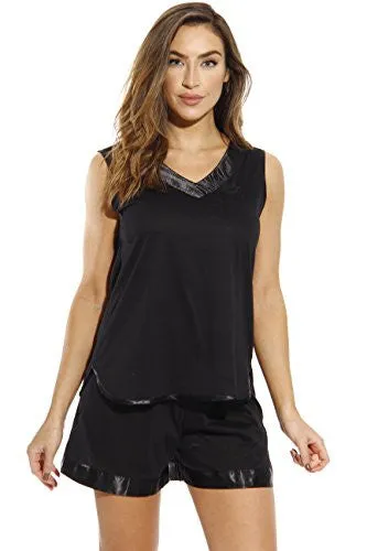 1531-BLK-XL Dreamcrest Short Sets / Women Sleepwear / Womans Pajamas,Black,X-Large