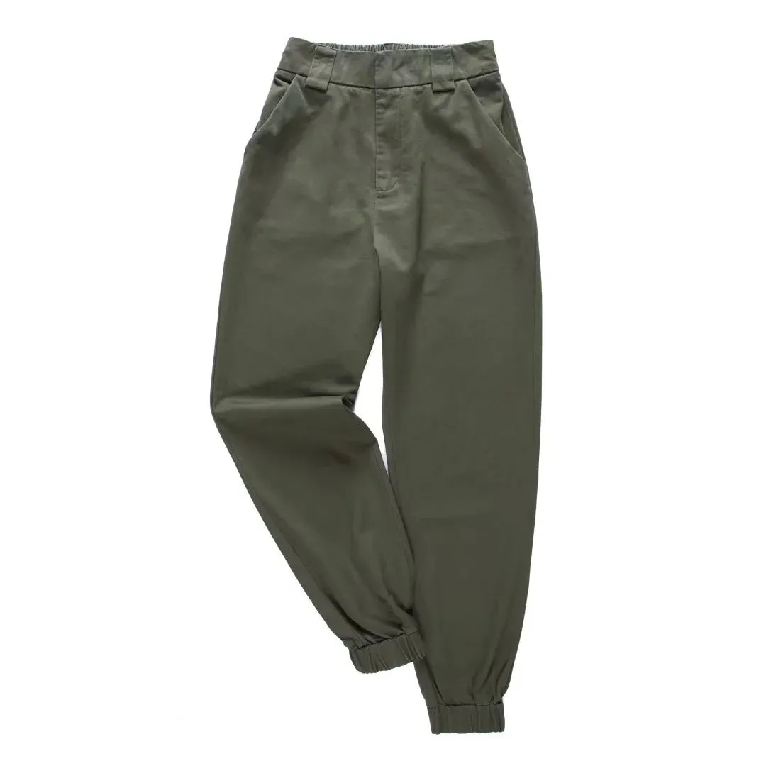 2022 Chic Women Army Green Pants High Waist Trousers Joggers Women Cardo Pants Women Ankle Length Pa