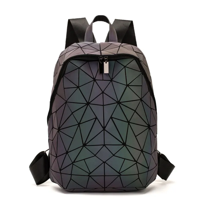 2022 New Luminous Backpack School Women Men Set Rucksack Female Lattice Backbag Holographic Shoulder