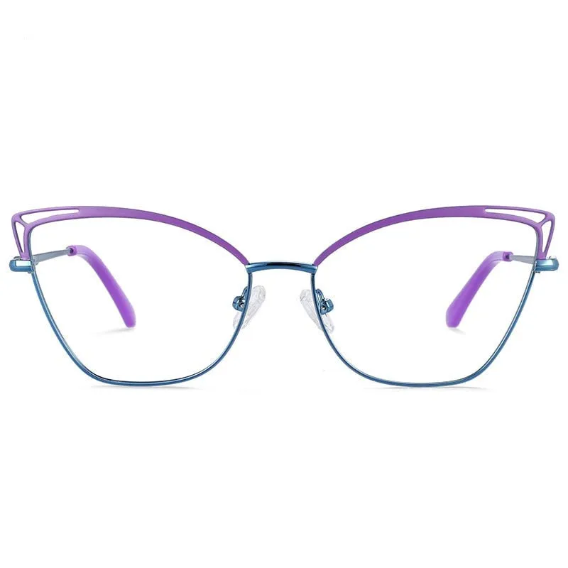 2023 Cat Eye Fashion Women Anti Blue Light Optical Prescription Glasses Frames Computer Eyeglasses