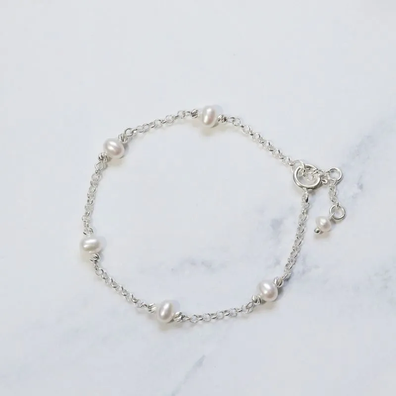 925 Silver Pearl Bracelet - June Birthstone Gift for Her