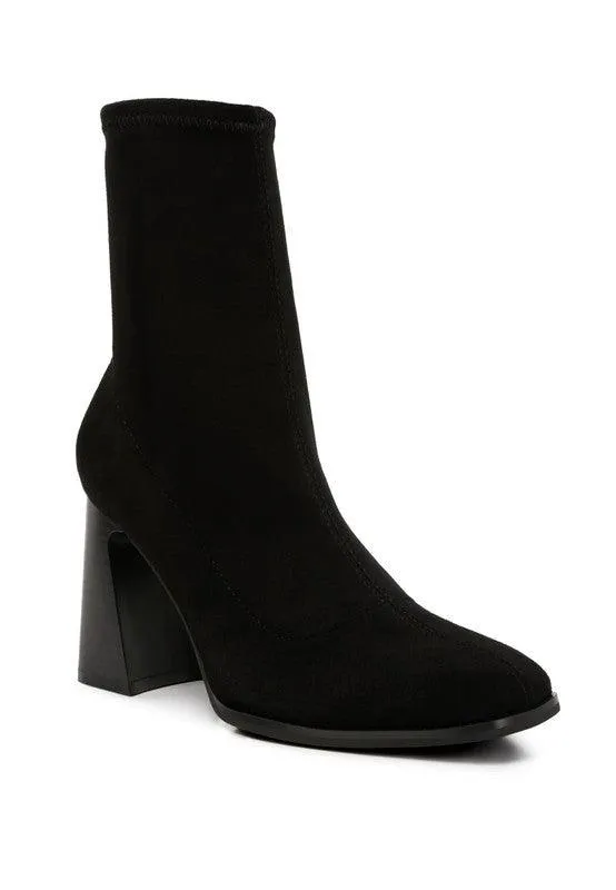 Aandid High Ankle Flared Block Heel Boots