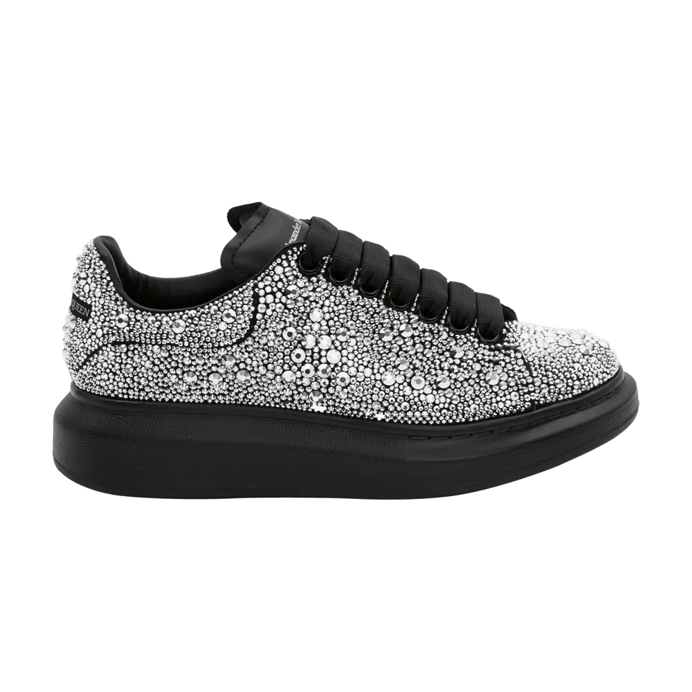 Alexander McQueen Womens Oversized Sneakers with Black and Silver Crystal Accents