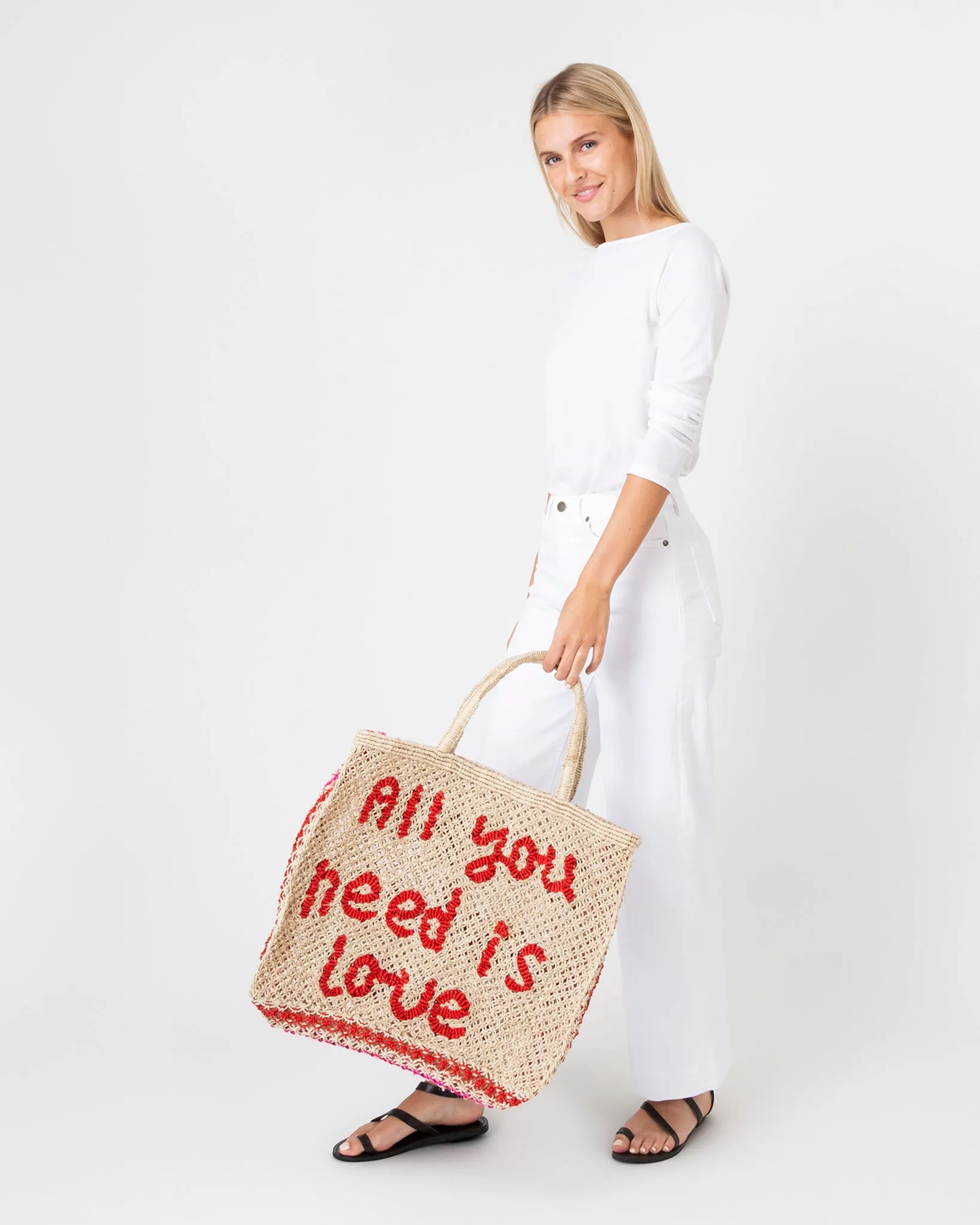 All You Need Is Love Tote in Natural/Red