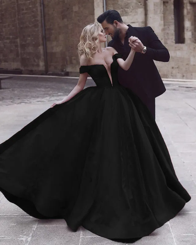 Ball Gown Satin Dresses Velvet Off The Shoulder