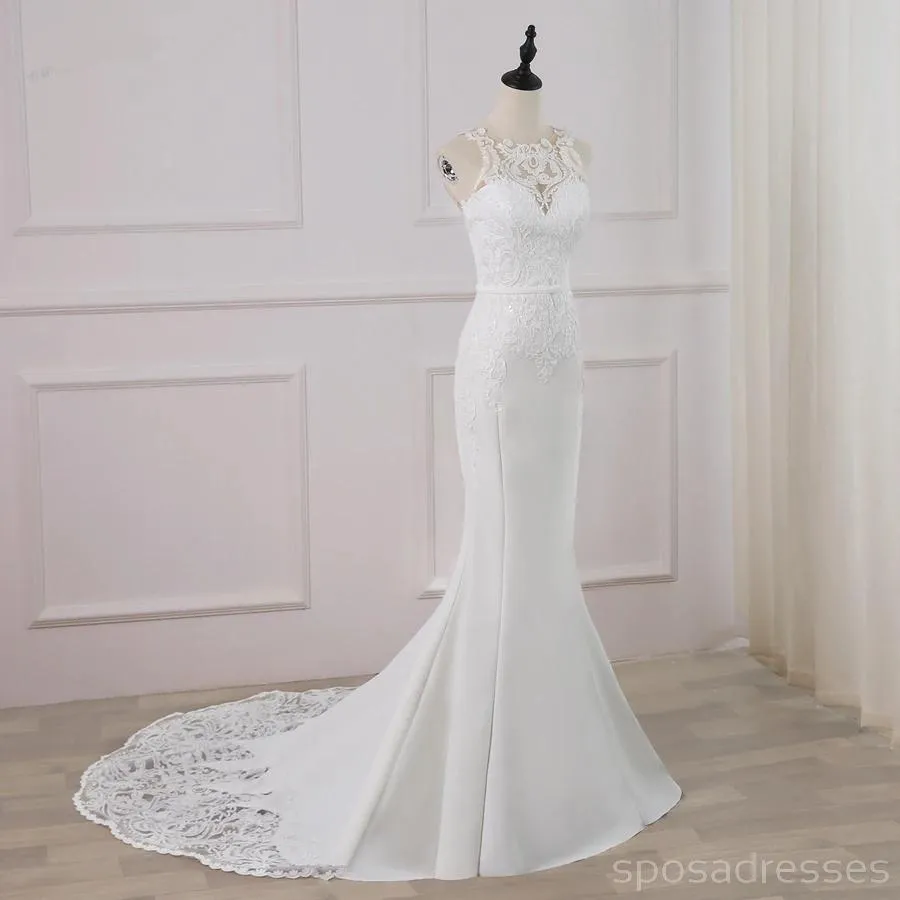 Bateau Lace Mermaid Sexy Cheap Wedding Dresses Online, Cheap Bridal Dresses, WD514