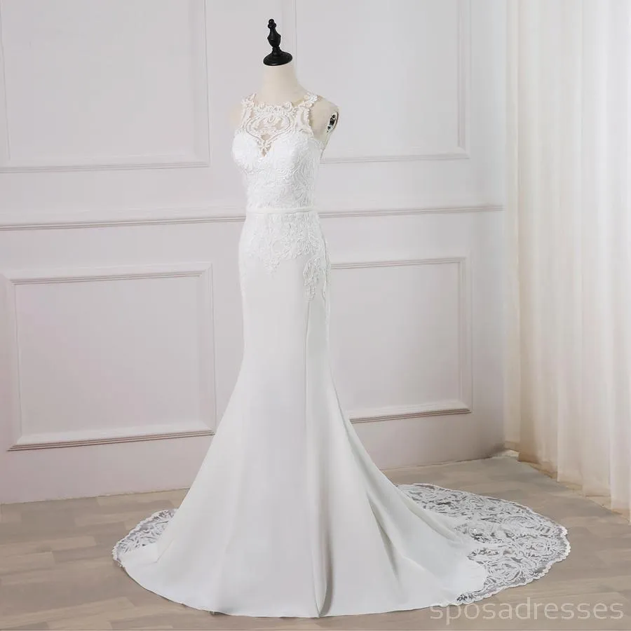 Bateau Lace Mermaid Sexy Cheap Wedding Dresses Online, Cheap Bridal Dresses, WD514