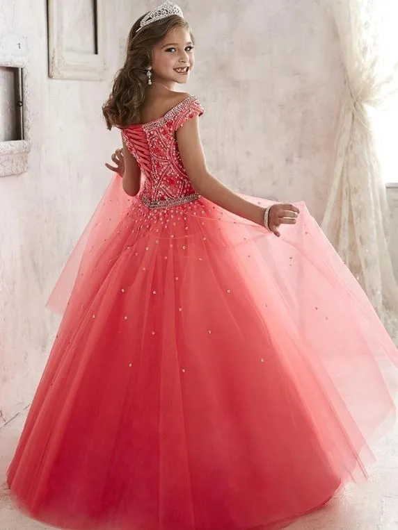 Beading Formal Tulle Custom Cute Flower Girl Dress For Weddings, BW97601