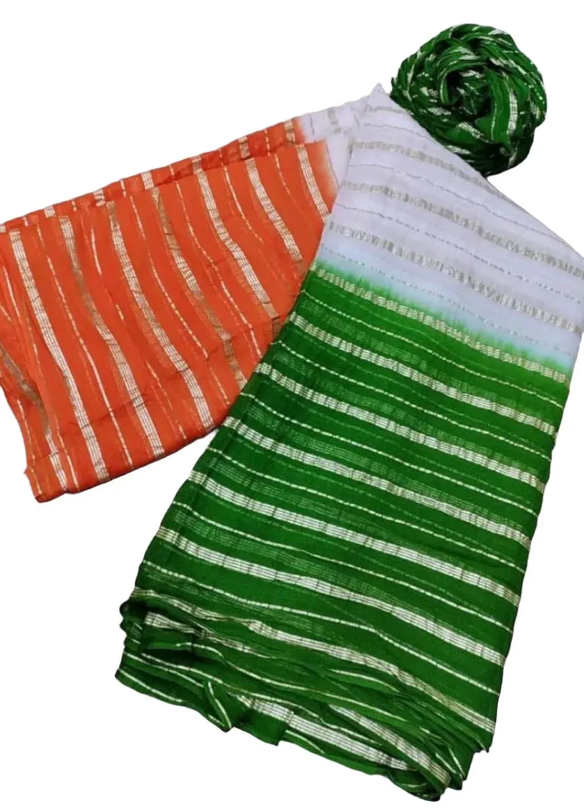 Beautiful Women Tri colour saree for Independence and Republic Day