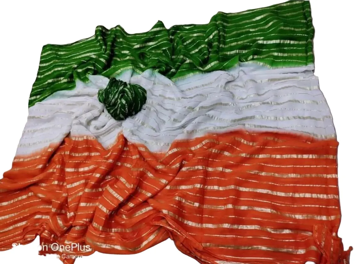 Beautiful Women Tri colour saree for Independence and Republic Day