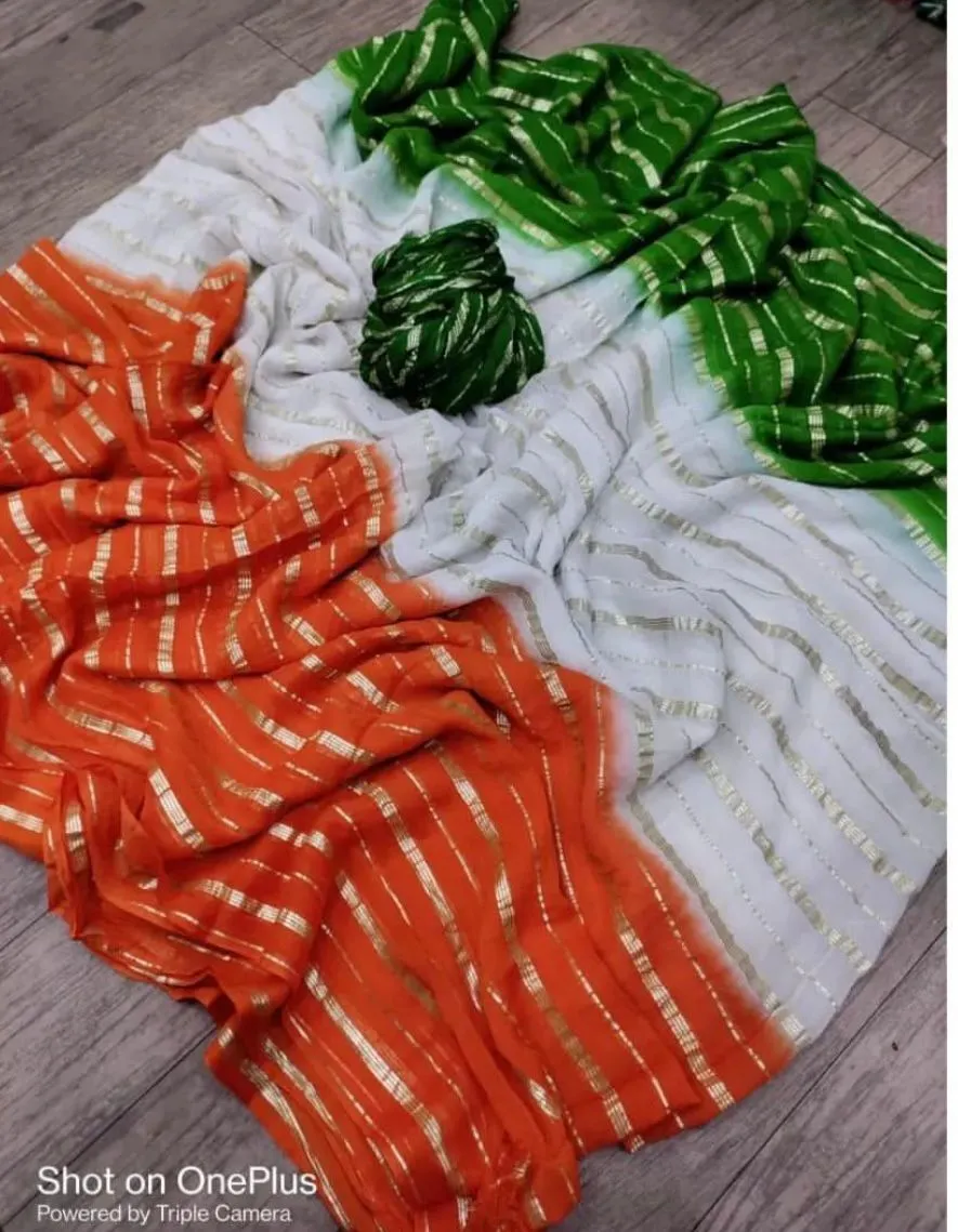 Beautiful Women Tri colour saree for Independence and Republic Day