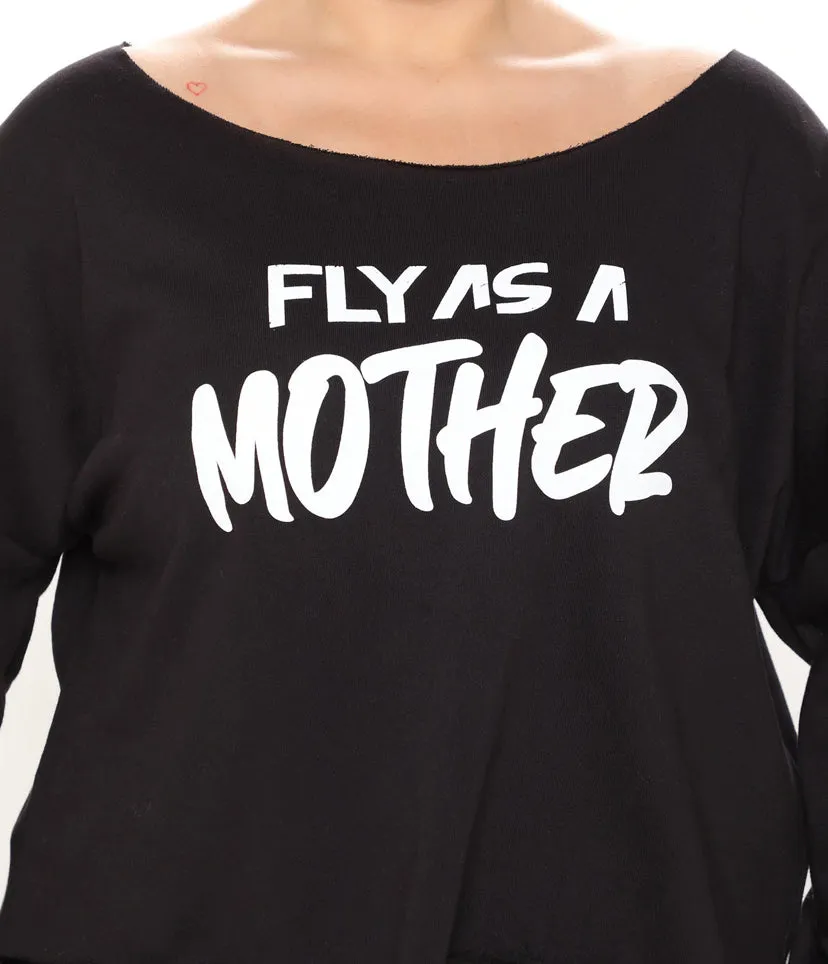 BLACK GRAFFITTI FLY MOTHER SHIRT