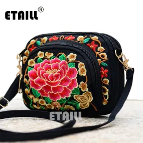 Boho Ethnic Embroidery Bag Hmong Handmade Embroidered Canvas Shoulder Messenger Bags Small Brand Crossbody Bags Sac a Dos Femme