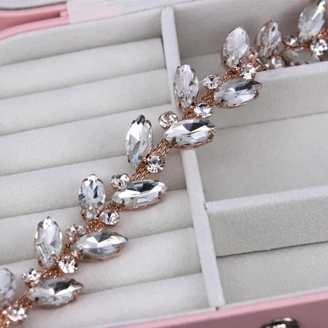 Brilliant Leaves shape crystal rose gold