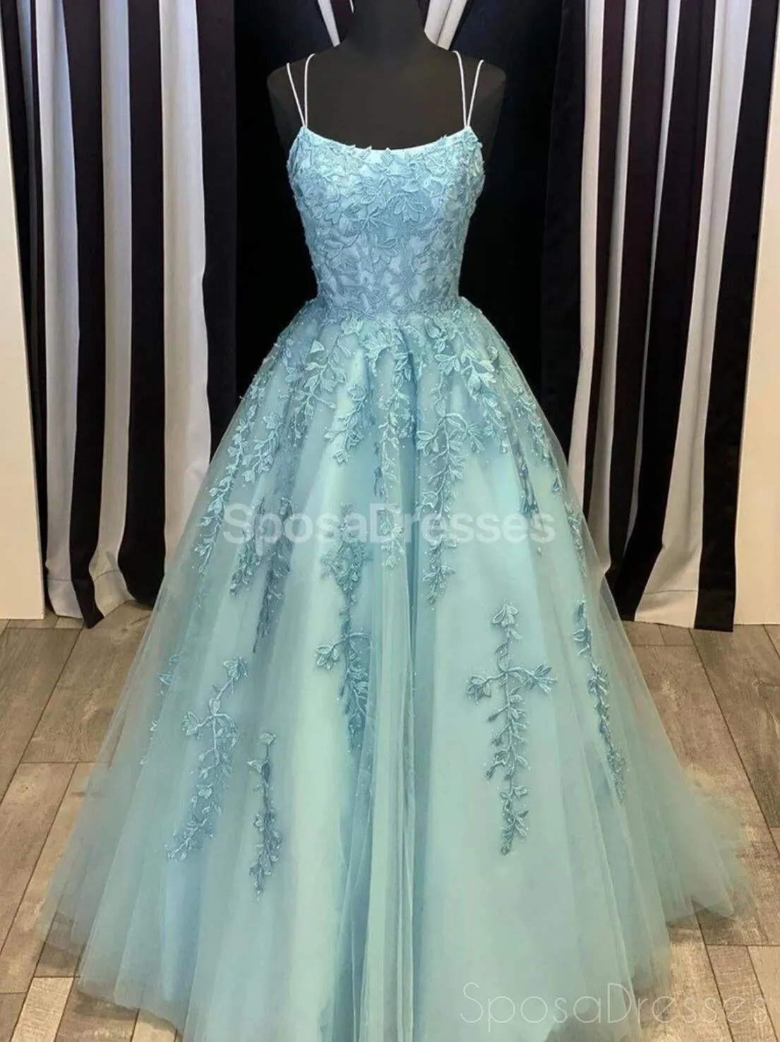 Cheap A-line Lace Beaded Spagheitt Straps Evening Prom Dresses, Evening Party Prom Dresses, 12188