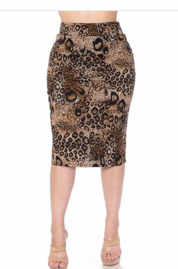 CHEETAH SLIM AND FIT PRINT SKIRT