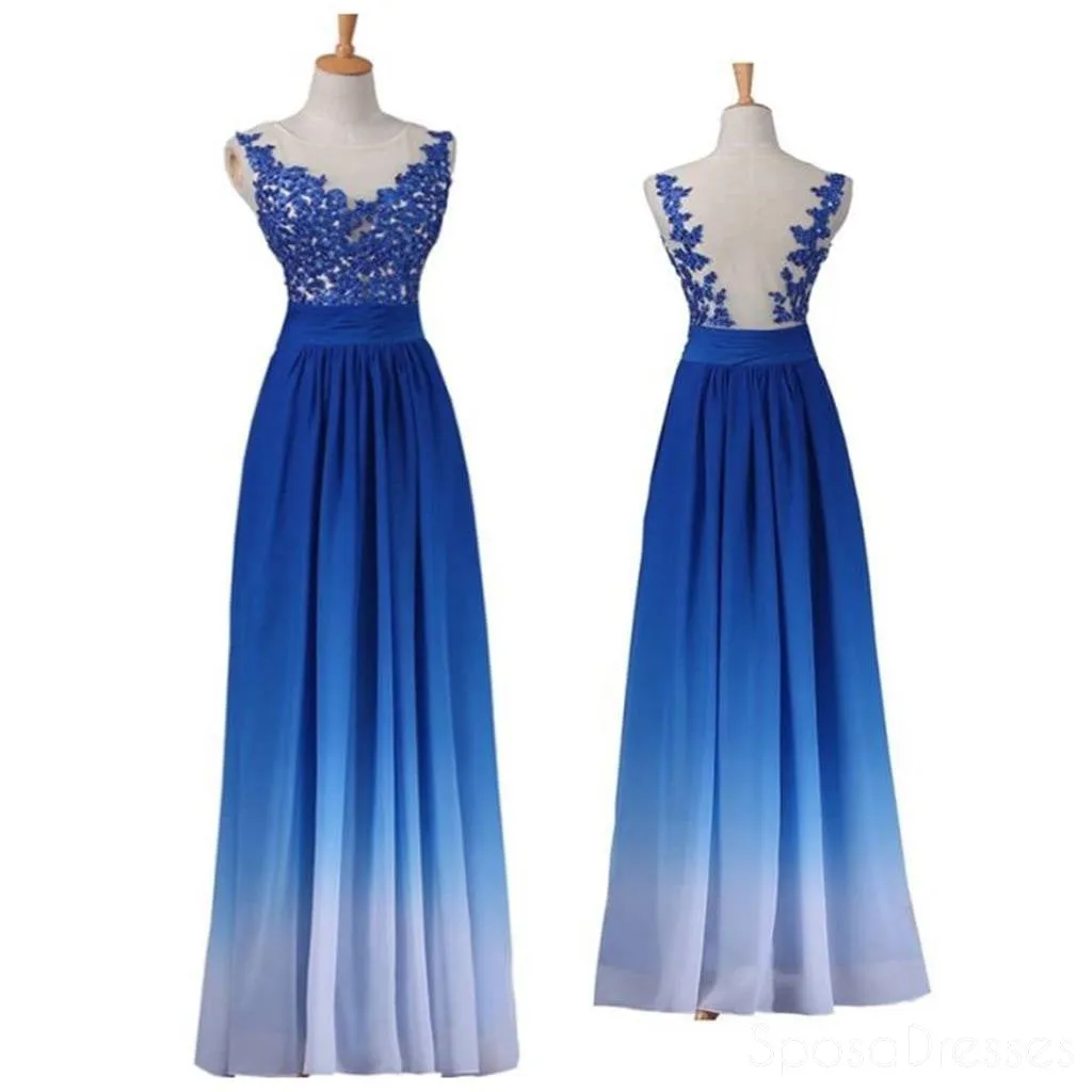 Chiffon Prom Dresses,Gradient Dresses,Blue Prom Dresses, Lace Appliques Prom Dresses,Party Dresses ,Cocktail Prom Dresses ,Evening Dresses,Long Prom Dress,Prom Dresses Online,PD0189