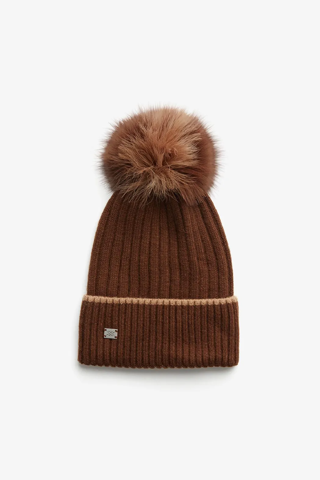 Ciel Knit Hat Removable Feather Pom Pom