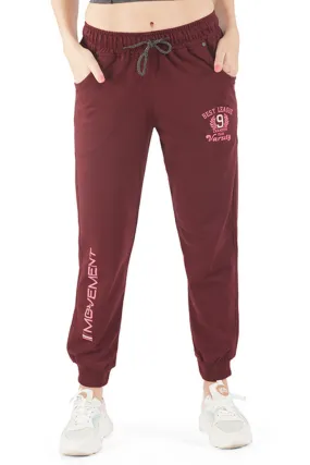 Cotton Regular Fit Joggers With Pockets - Wine