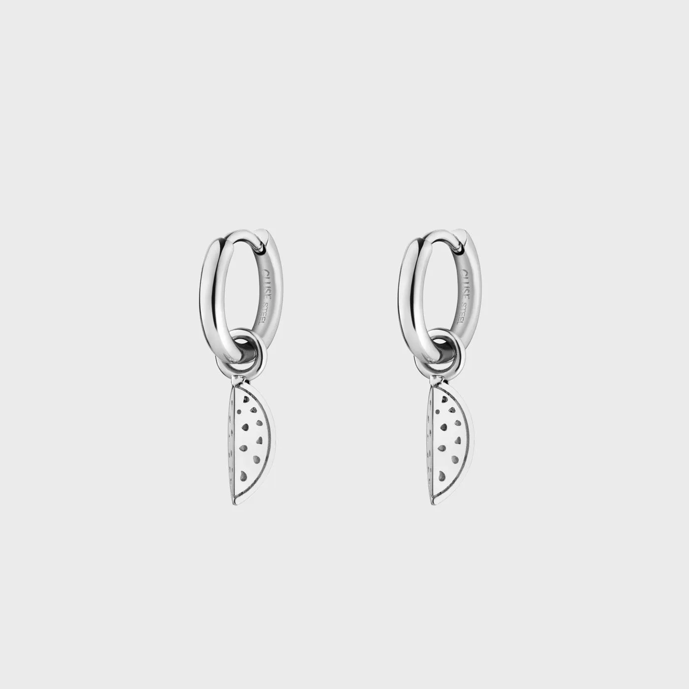 Essentielle Watermelon Charm Hoop Earrings, Silver Colour