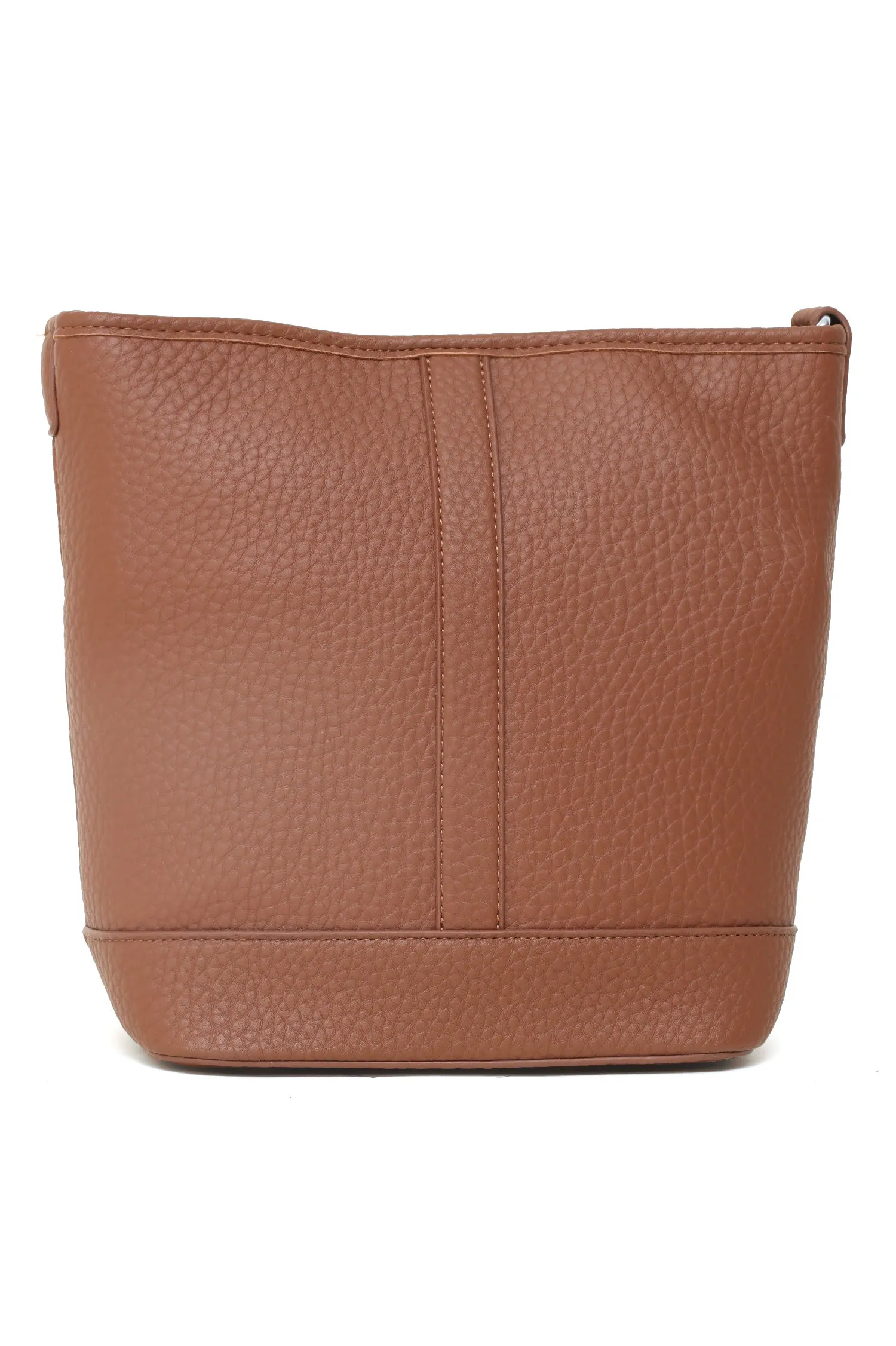 FAUX LEATHER BAG-BROWN