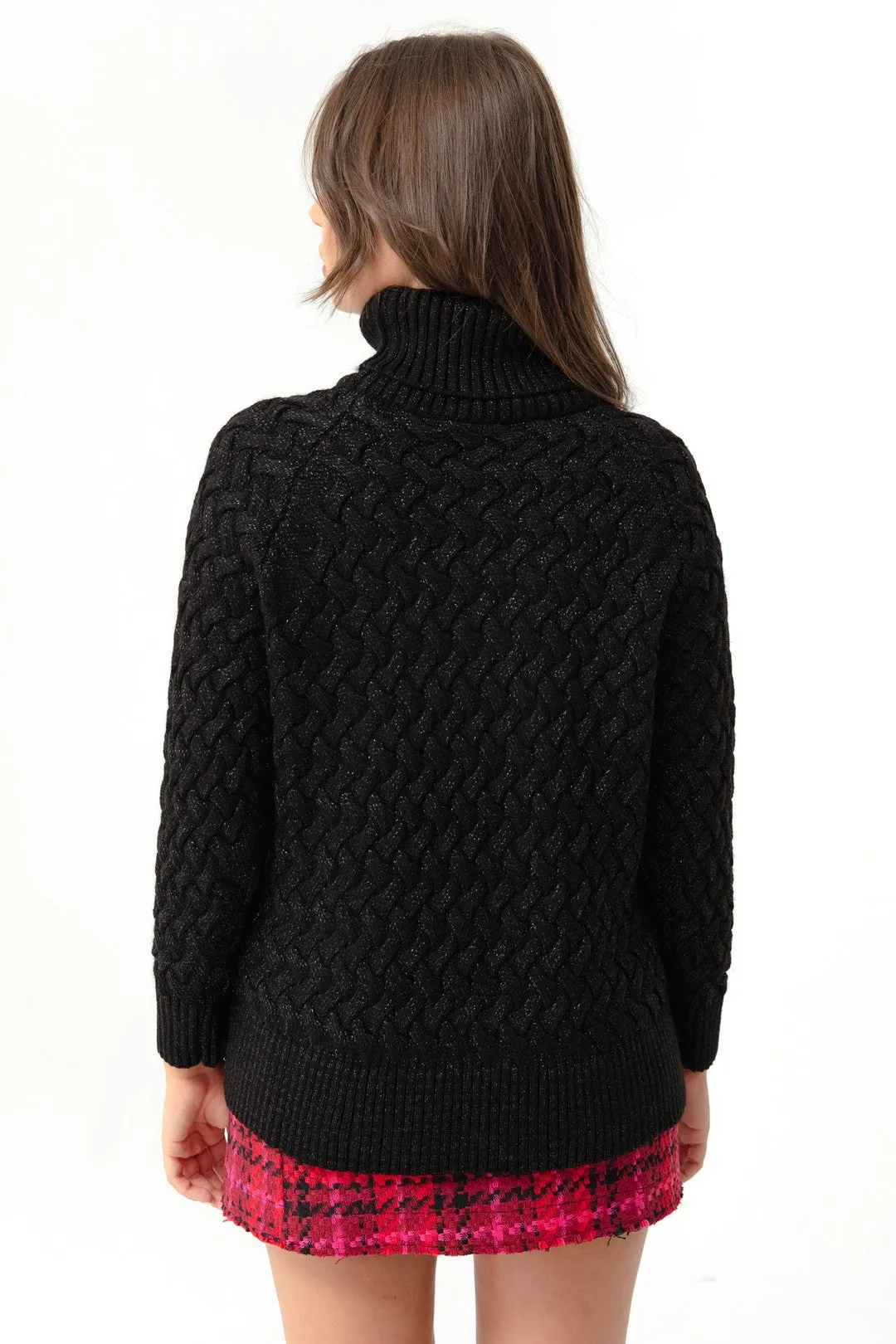 Female Fisherman Neck Knitting Detail Knitwear Sweater