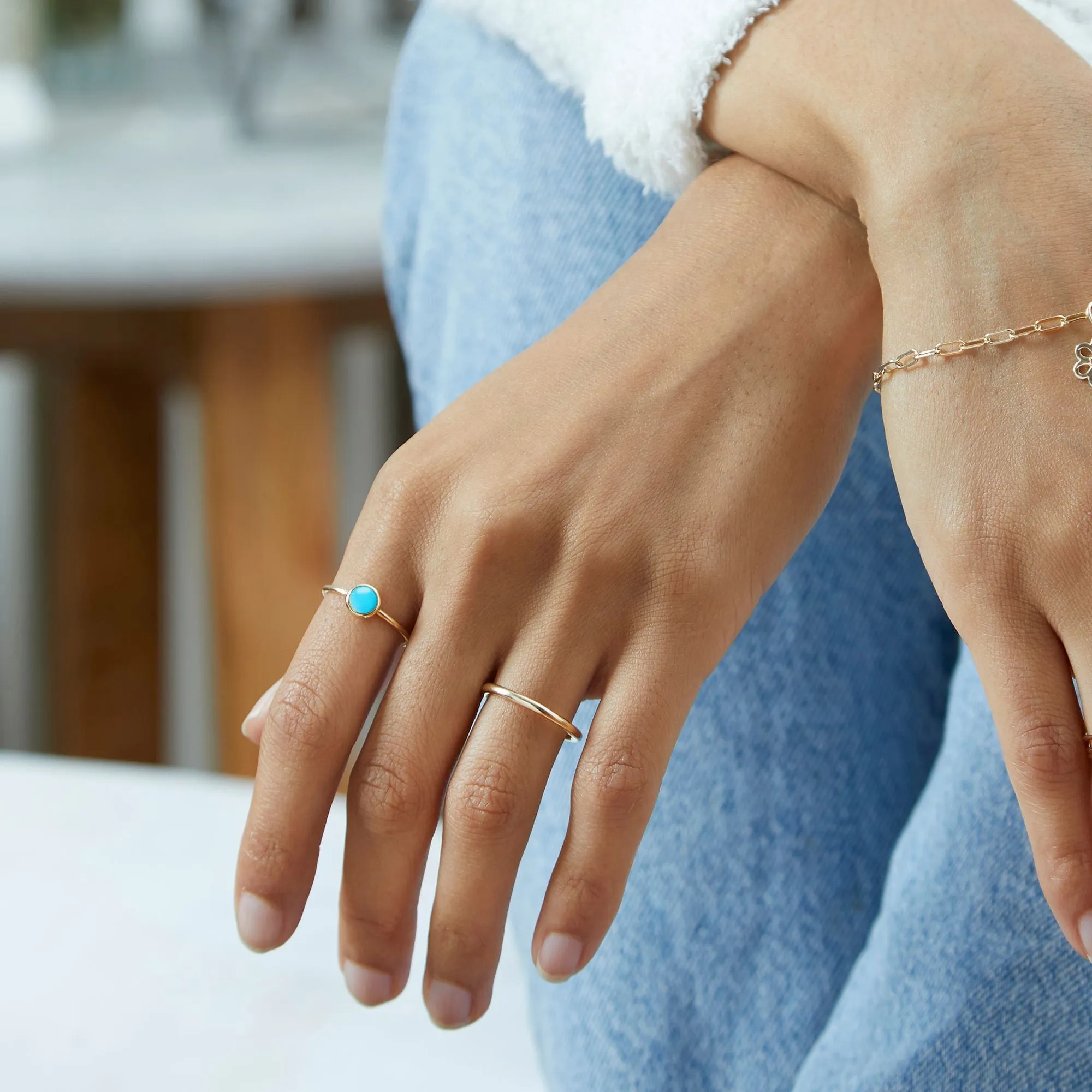 Gemstone Stacking Ring With Turquoise