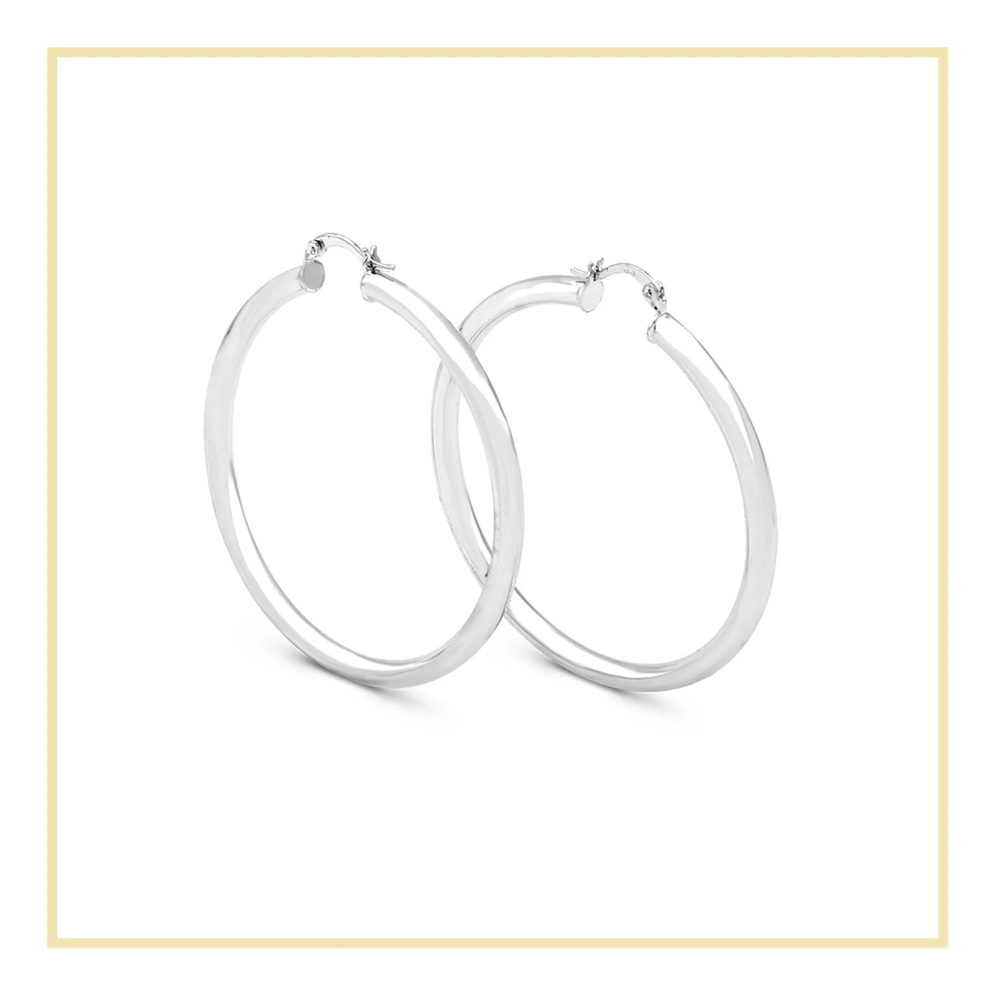 Hoop Earrings Silver 4 mm Hip Hop Hoops Ear Jewelry 25 - 80 mm Women