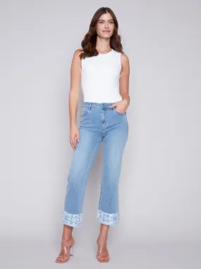 Jeans with Crochet Cuff - Light Blue