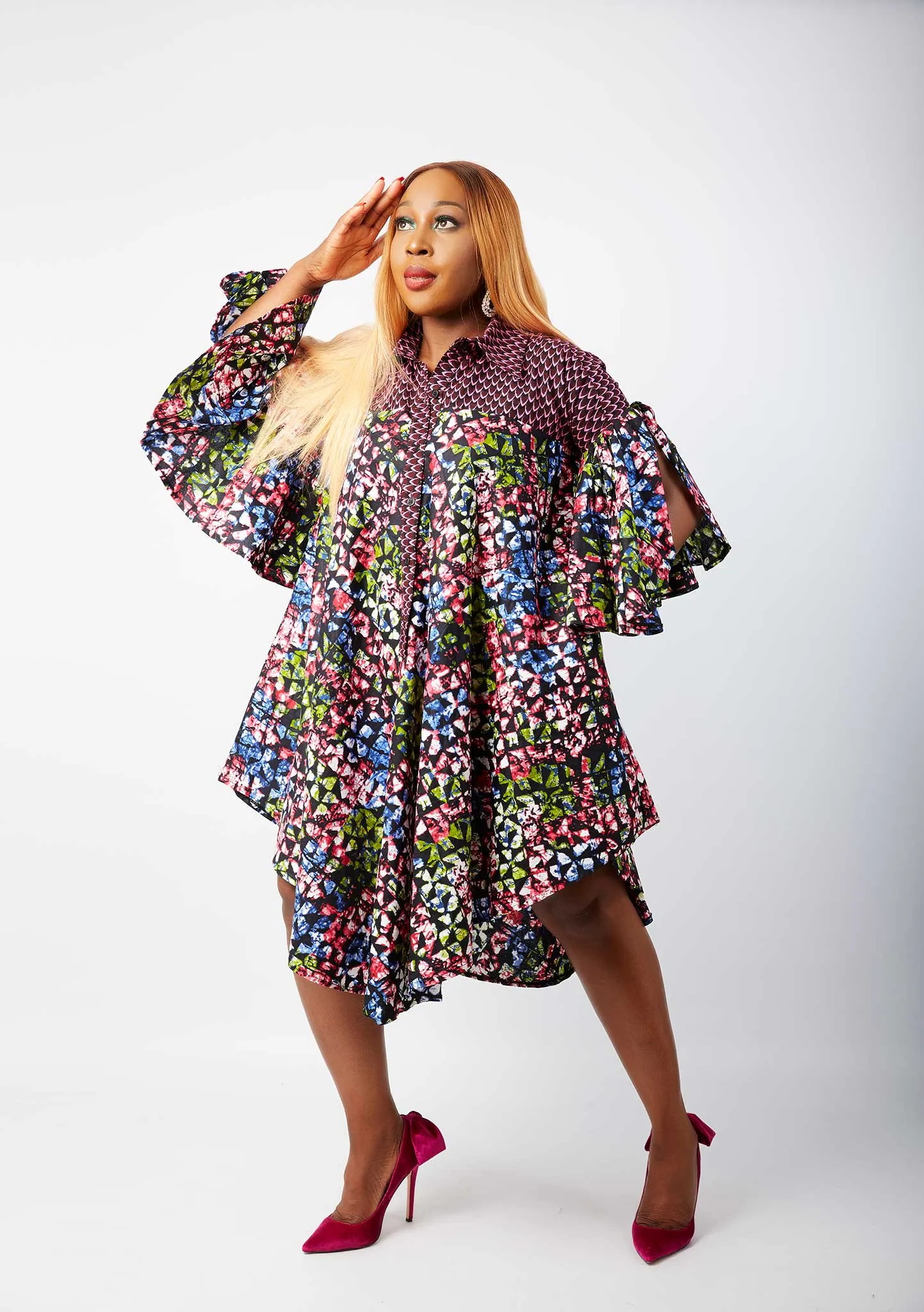 Ladake African Ankara Print Shirt Dress