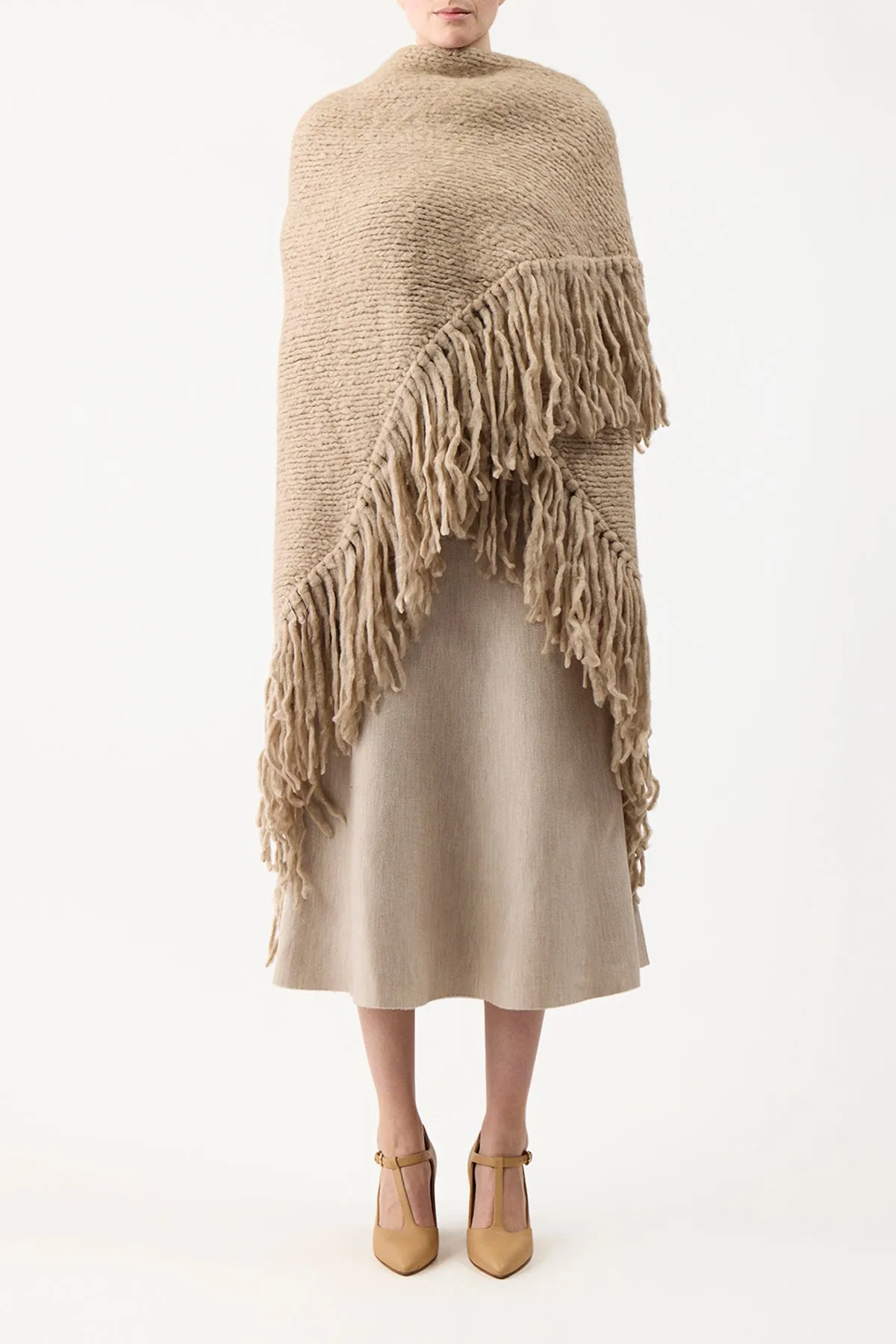 Lauren Knit Wrap in Oatmeal Welfat Cashmere