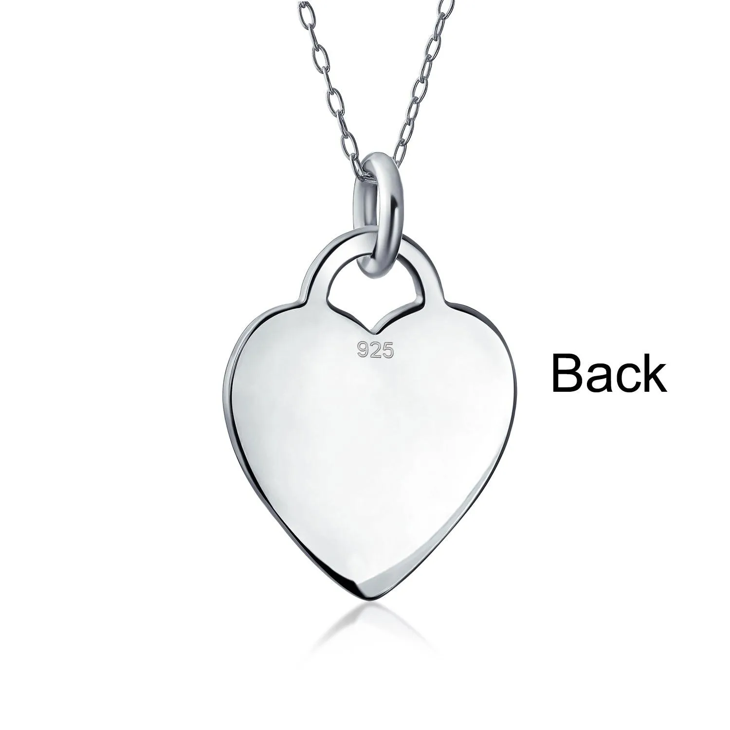 Letter Alphabet Initial Medium Heart Pendant Necklace Sterling Silver