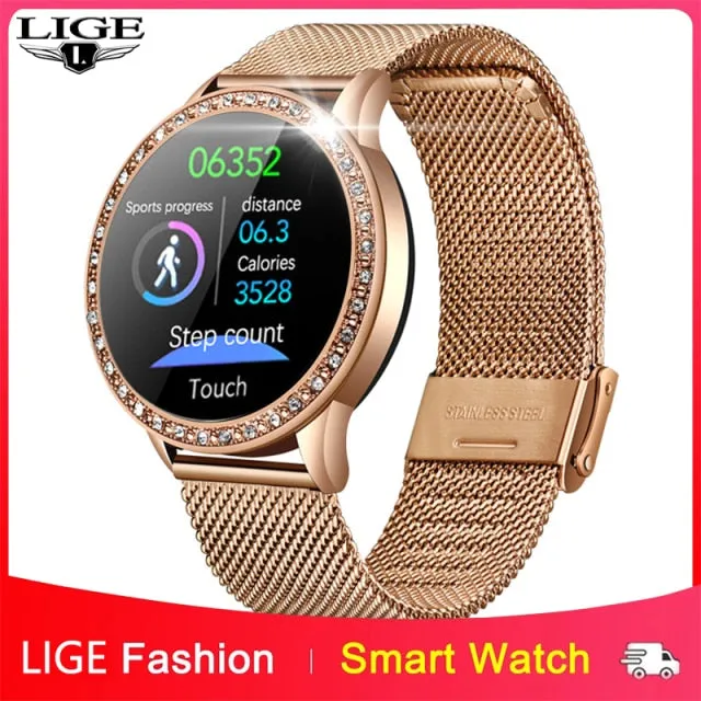 LIGE Men and Women Full Touch Screen IP67 Sport Fitness SmartWatch