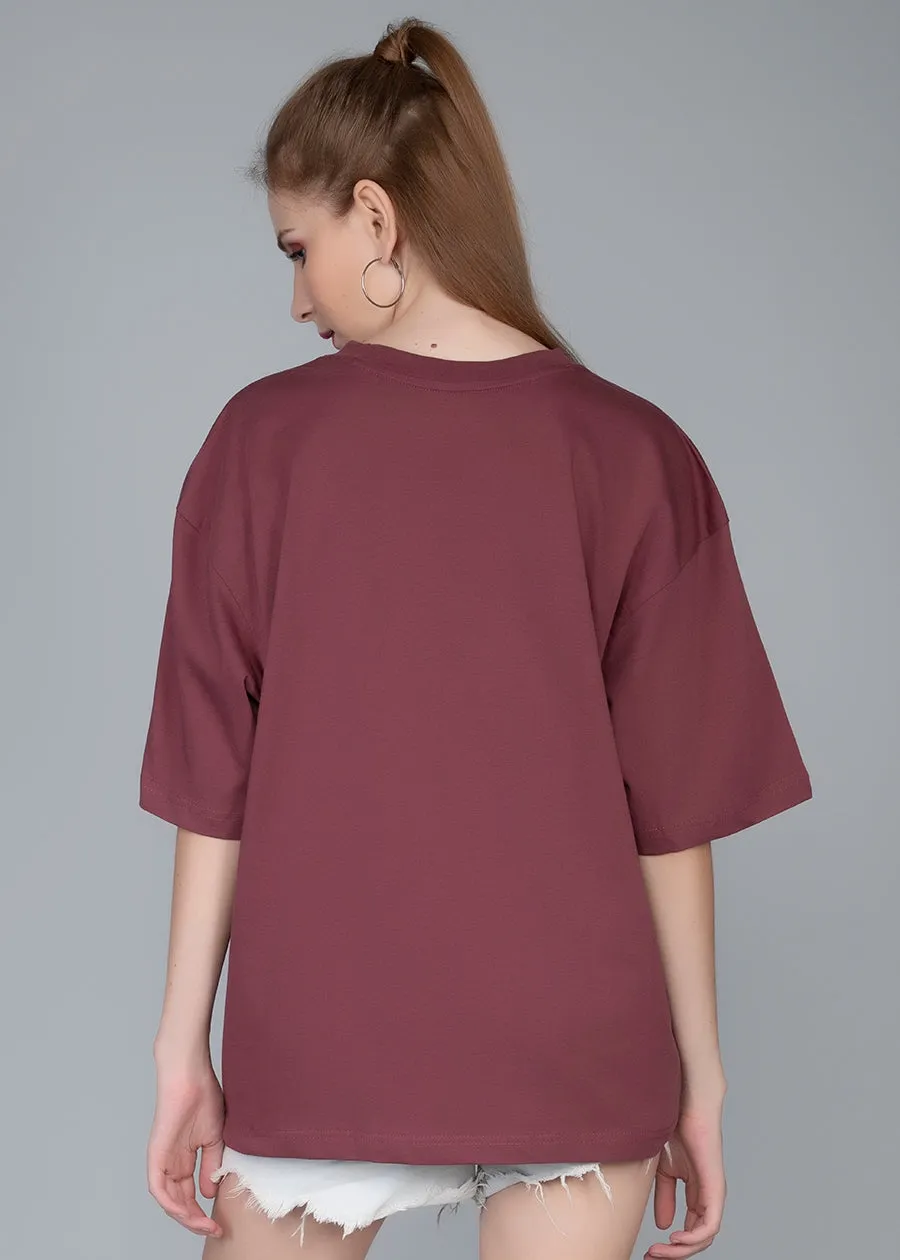 Mauve Taupe Solid Oversized T-shirt Women | Pronk