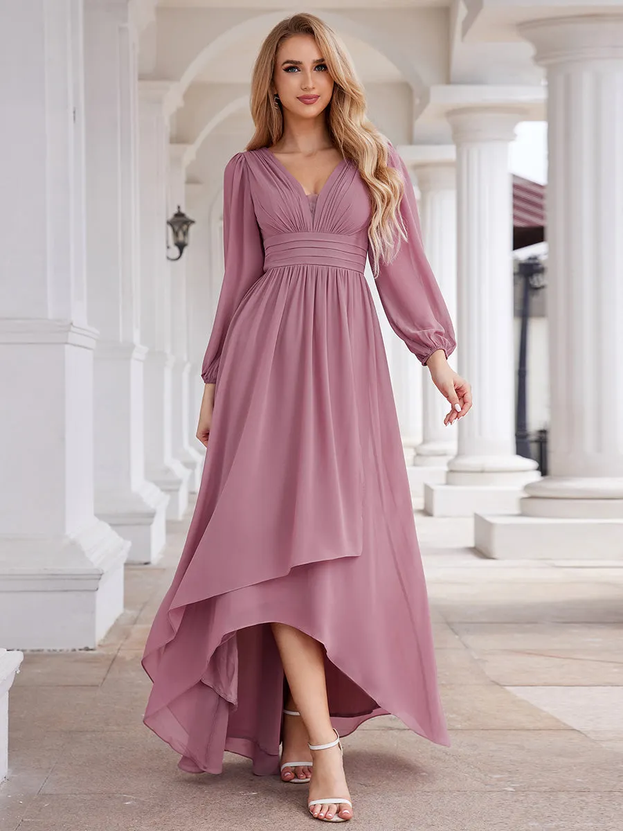 Maxi Long Chiffon Wholesale Evening Dresses With Long Sleeves