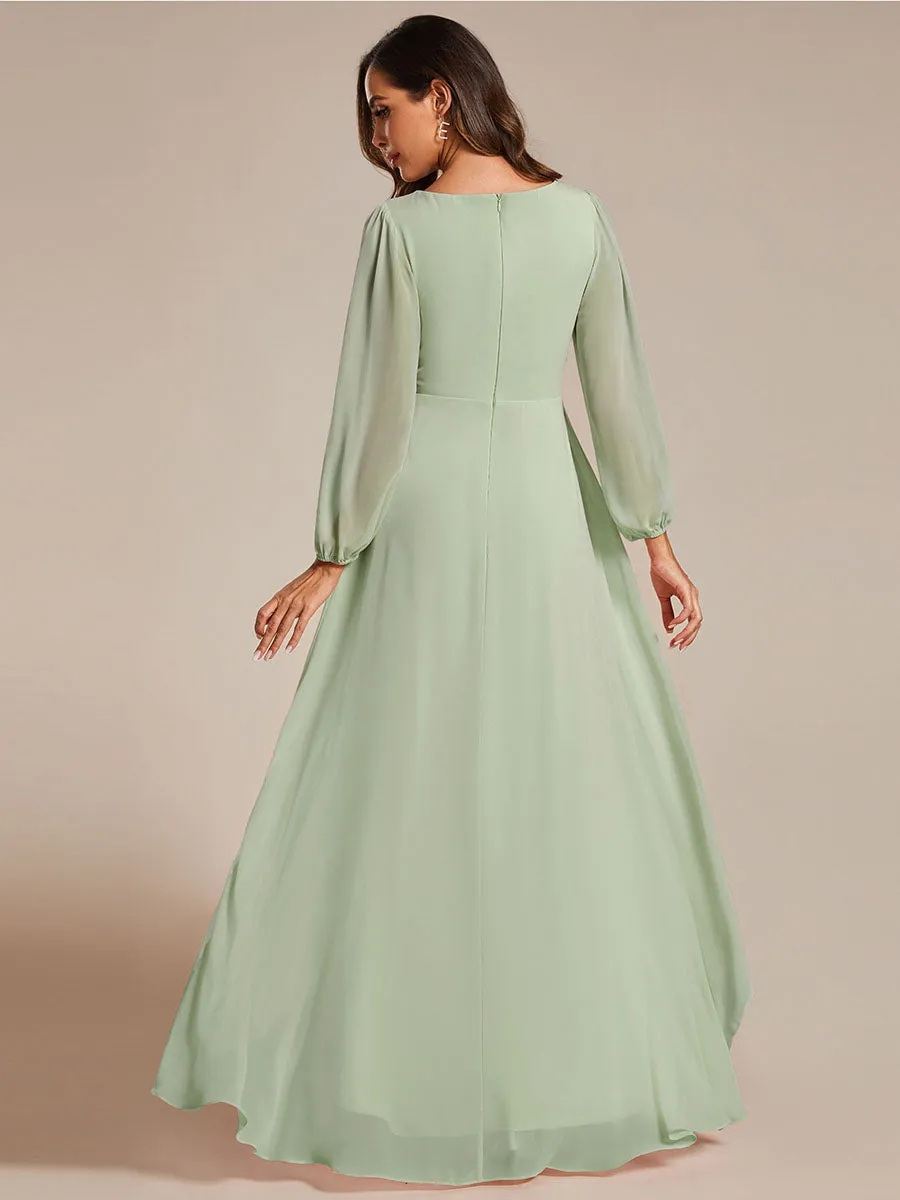 Maxi Long Chiffon Wholesale Evening Dresses With Long Sleeves