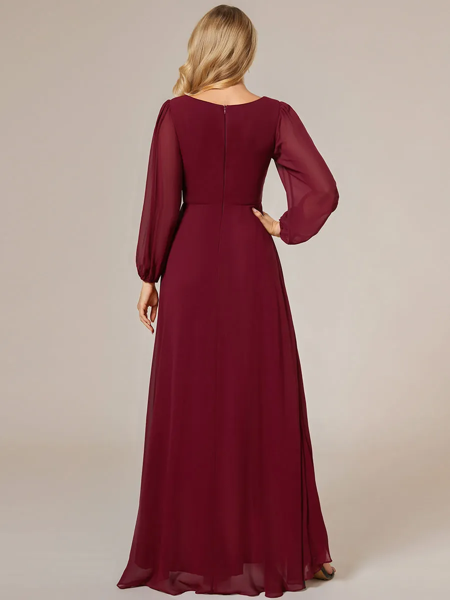 Maxi Long Chiffon Wholesale Evening Dresses With Long Sleeves