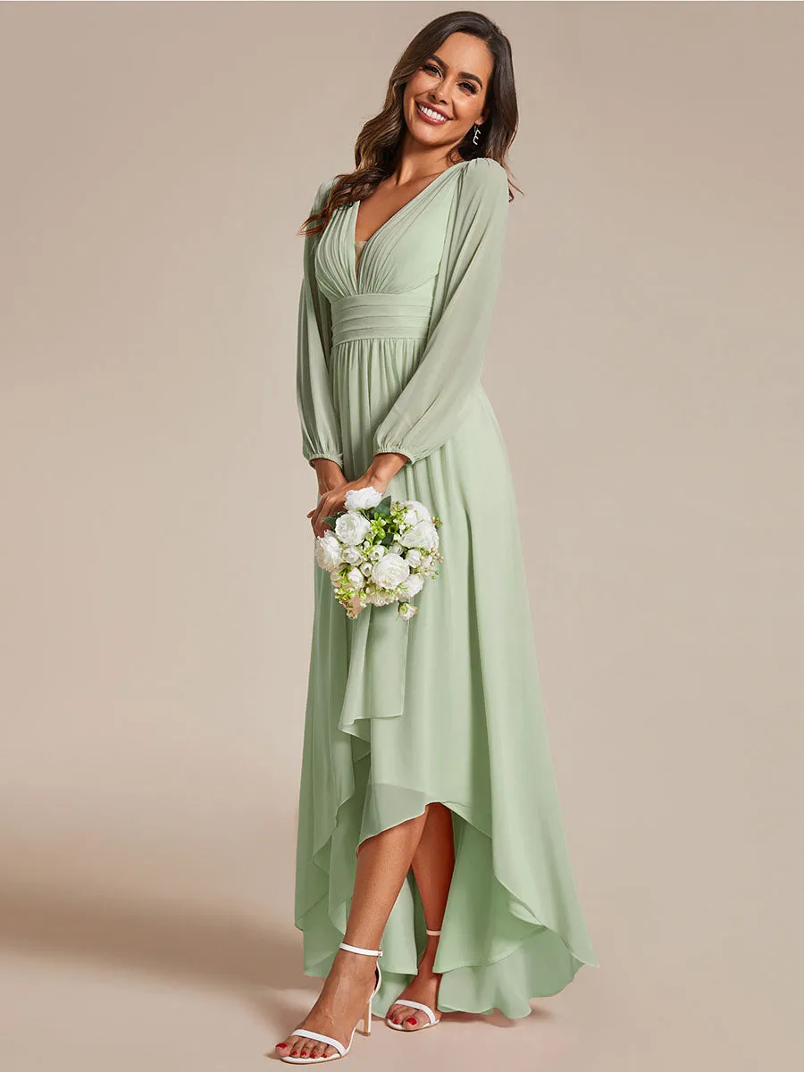 Maxi Long Chiffon Wholesale Evening Dresses With Long Sleeves