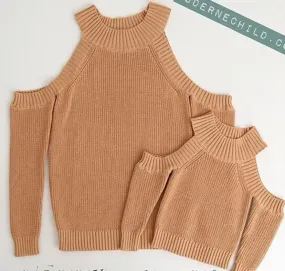 ME & MOMMY: SWEATER KHAKI BROWN OFF SHOULDER CUTIE (MOMMY ONLY)