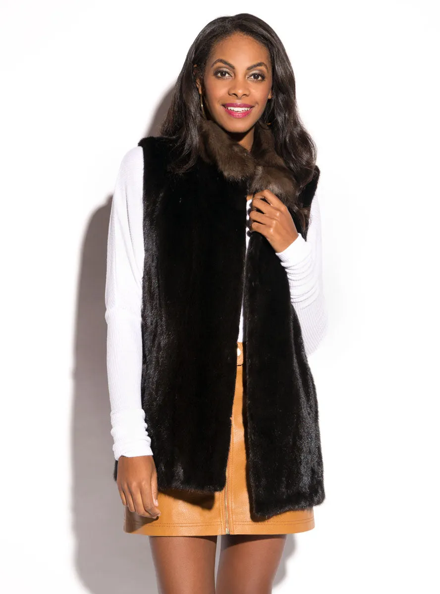 Mink Fur Vest with Russian Sable Fur Collar