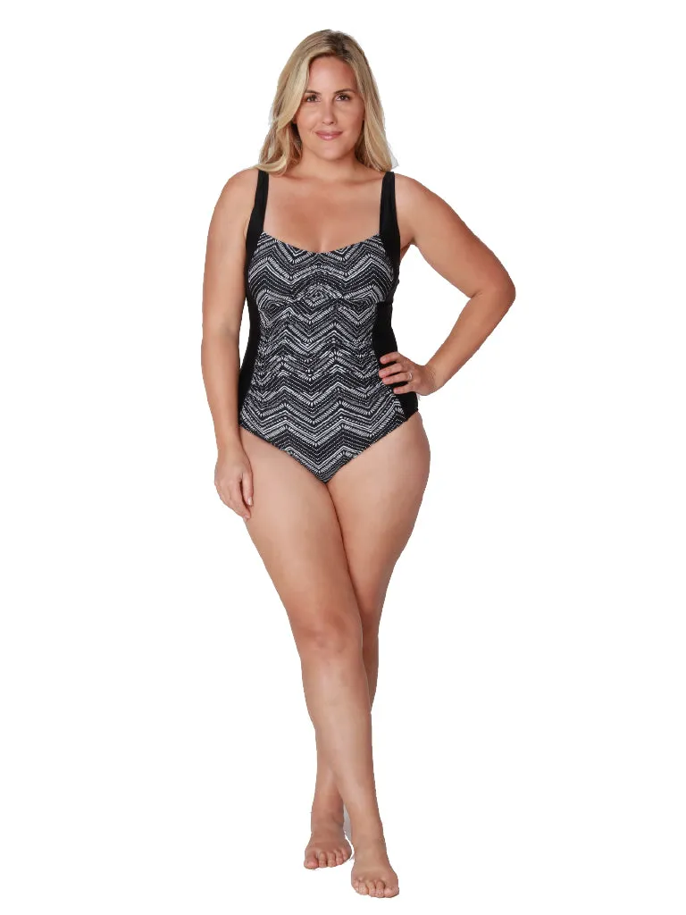 Stylish Missy One-Piece Ziggy Print Pattern Bathing Suit