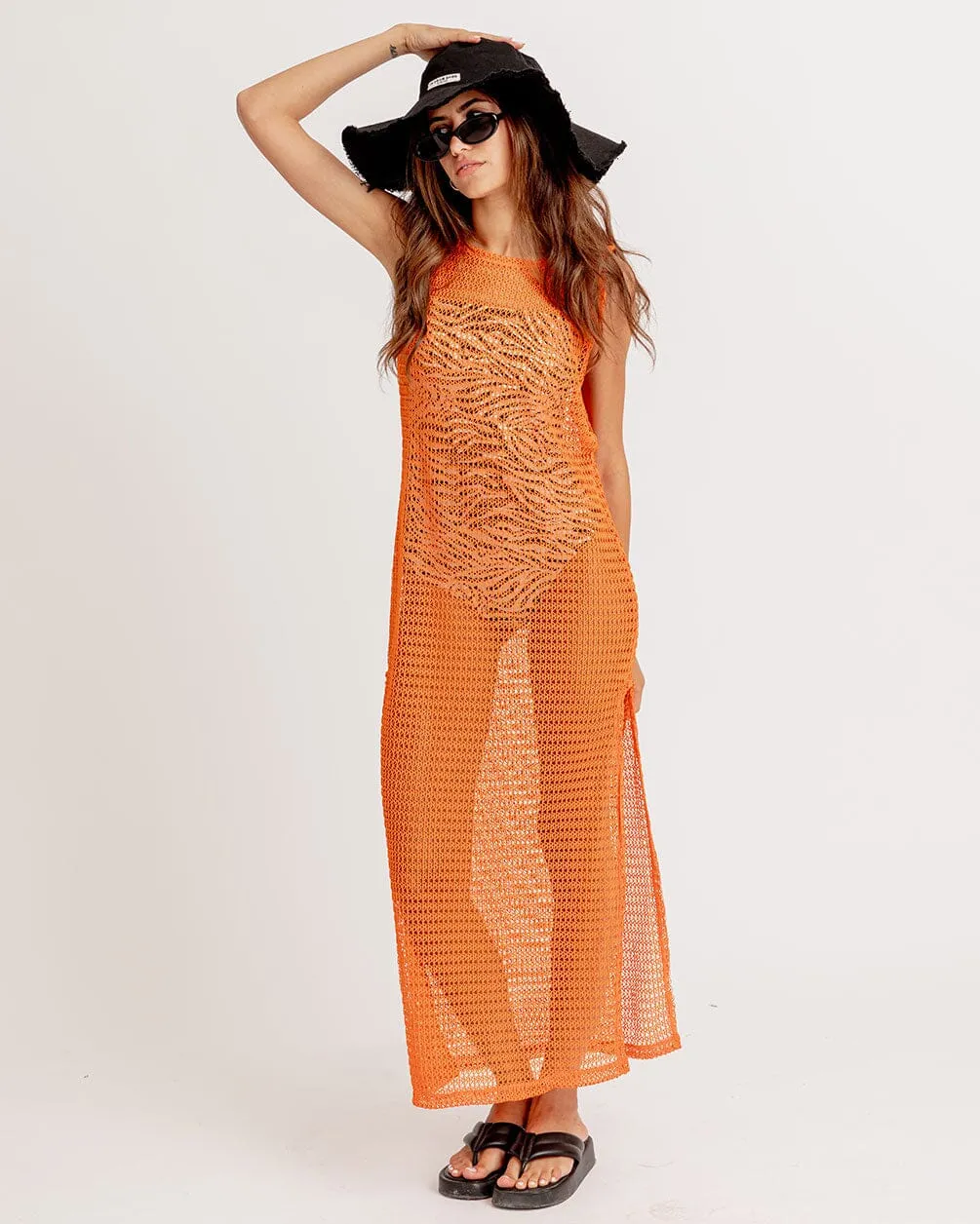 Orange Fishnet Dress