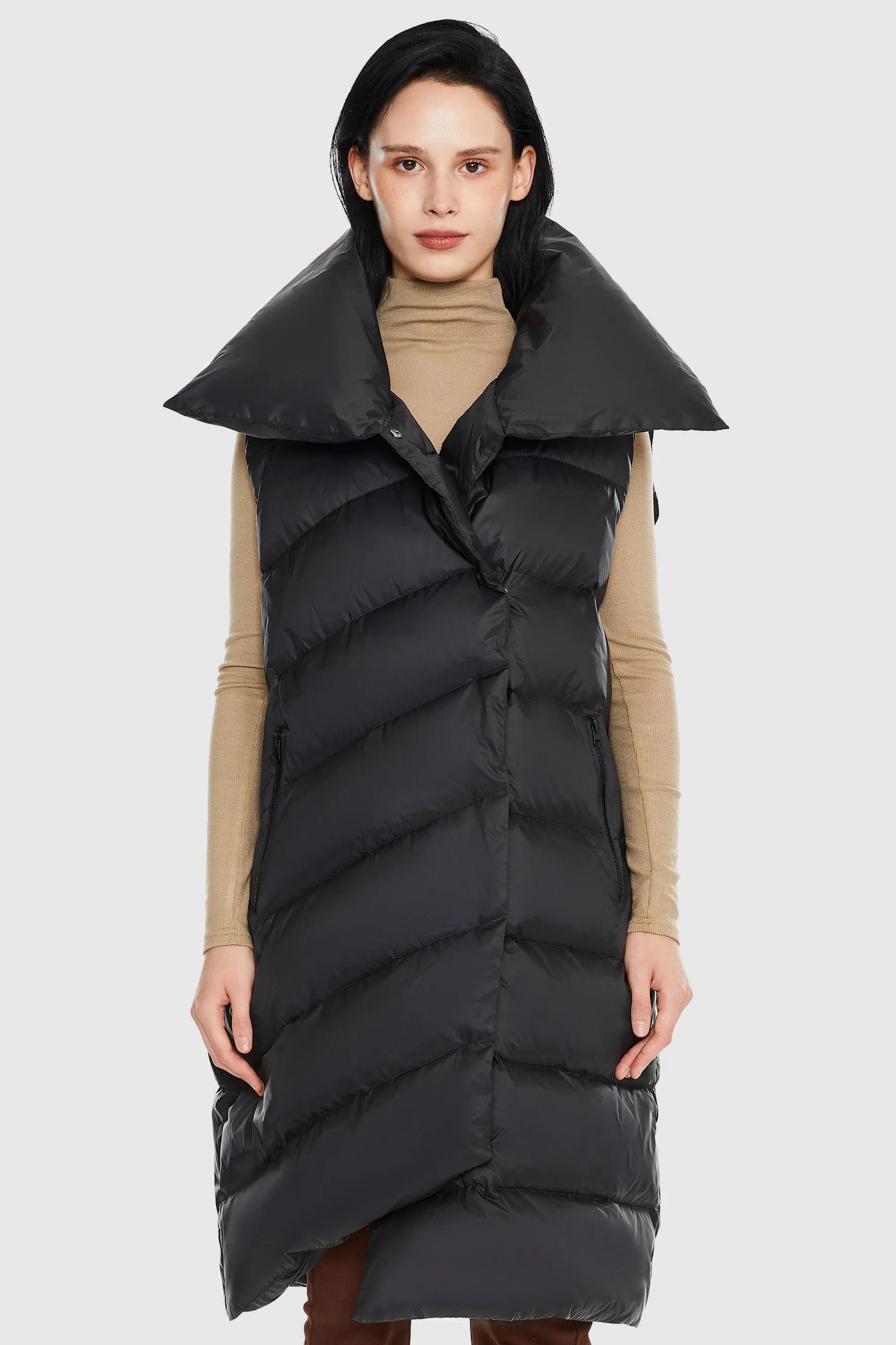 Oversized Collar Puffer Down Vest