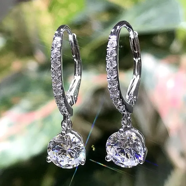 Pear CZ Drop Earrings Crystal High Quality