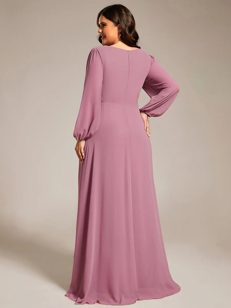 Plus Maxi Long Chiffon Wholesale Evening Dresses With Long Sleeves