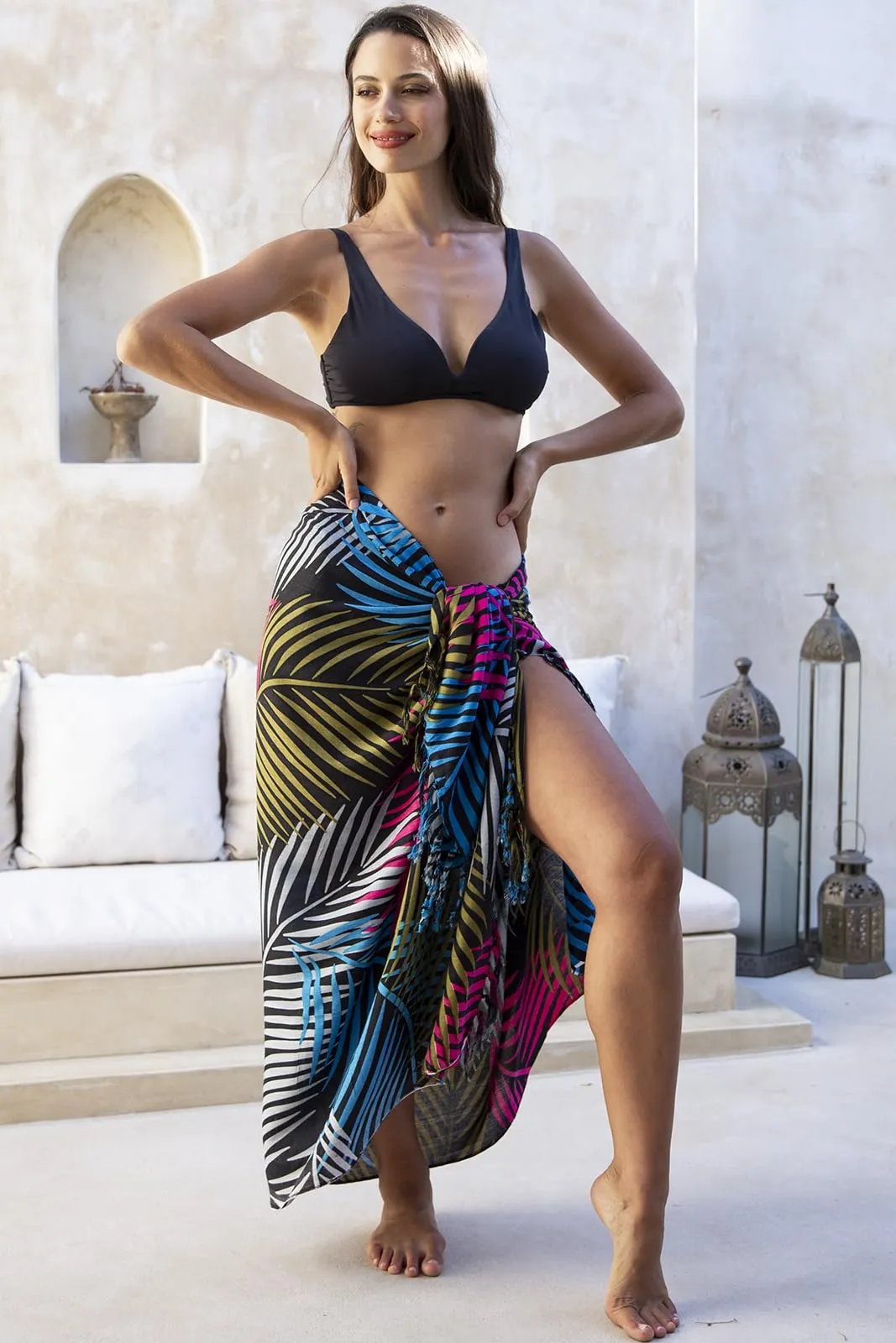 Print Sarong Cover Up Wrap Skirt