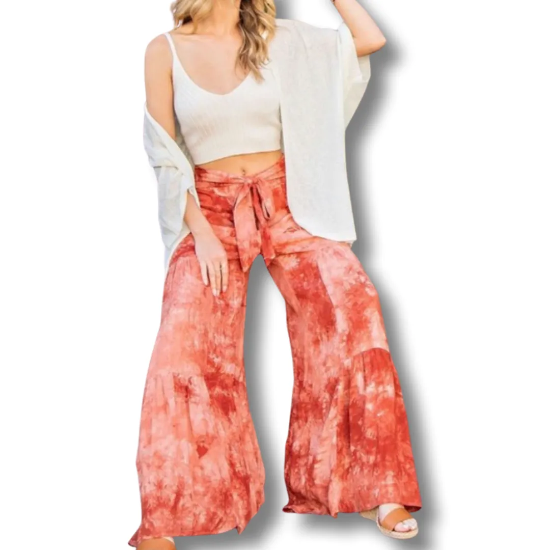 RELAXED FIT HIGH WAIST PANTS TYE-DYE