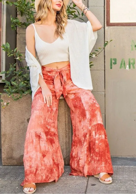 RELAXED FIT HIGH WAIST PANTS TYE-DYE