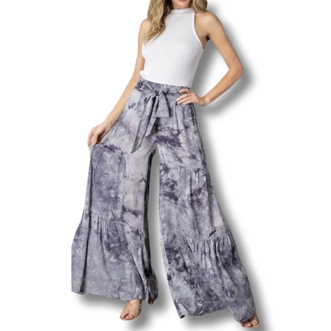 RELAXED FIT HIGH WAIST PANTS TYE-DYE