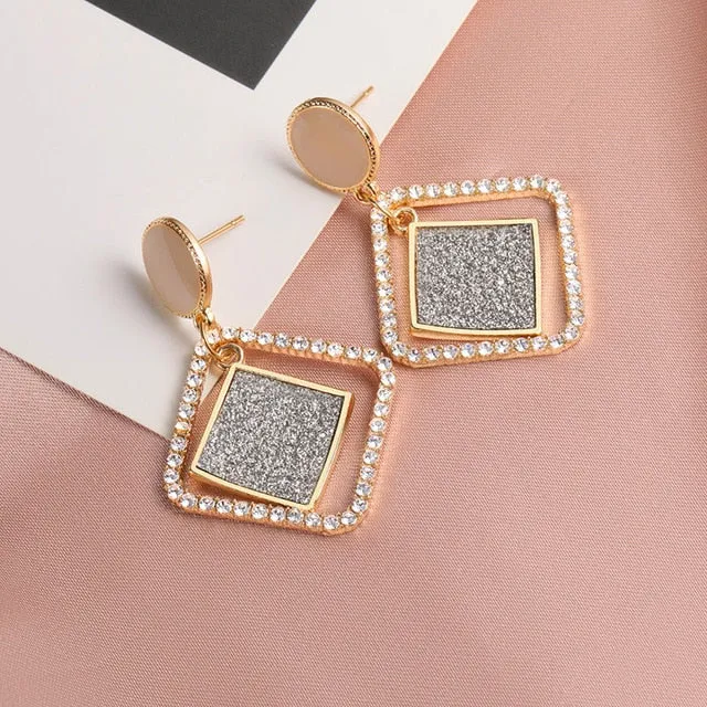 Round Dangle Geometric Drop Earrings For Women